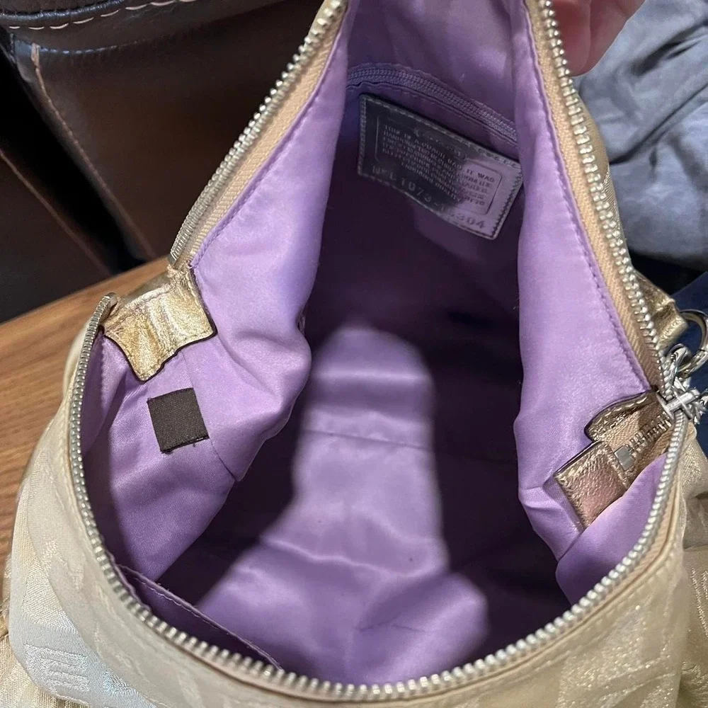 y2k 2000s Coach Signature C Monogram Poppy Gold Satchel Shoulder Bag / handbag